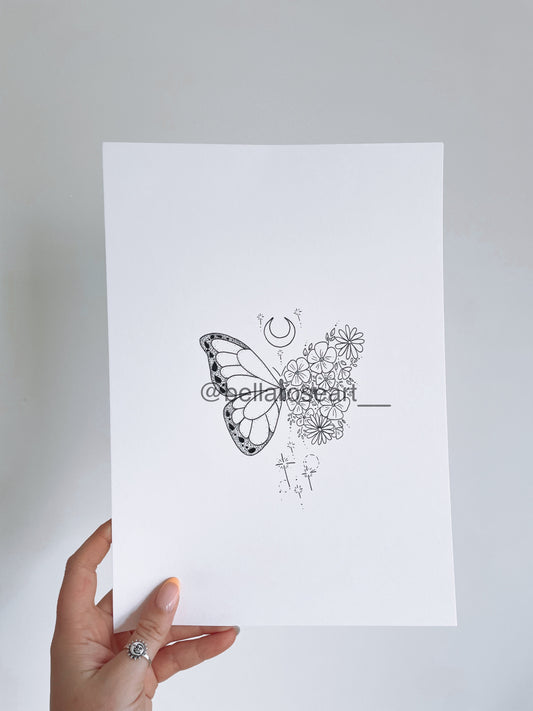 Butterfly flower tattoo
